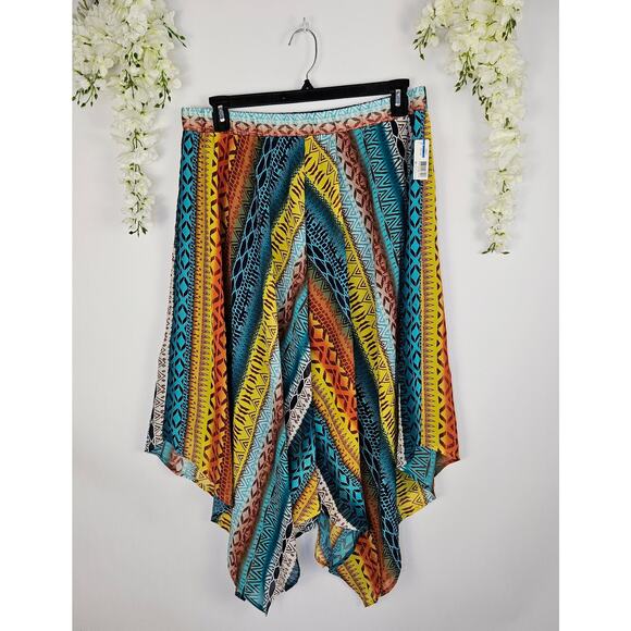 NWT New Directions Size XL Amber Ferry Boho Tribal Handkerchief Skirt Gypsy Boho - Picture 1 of 12
